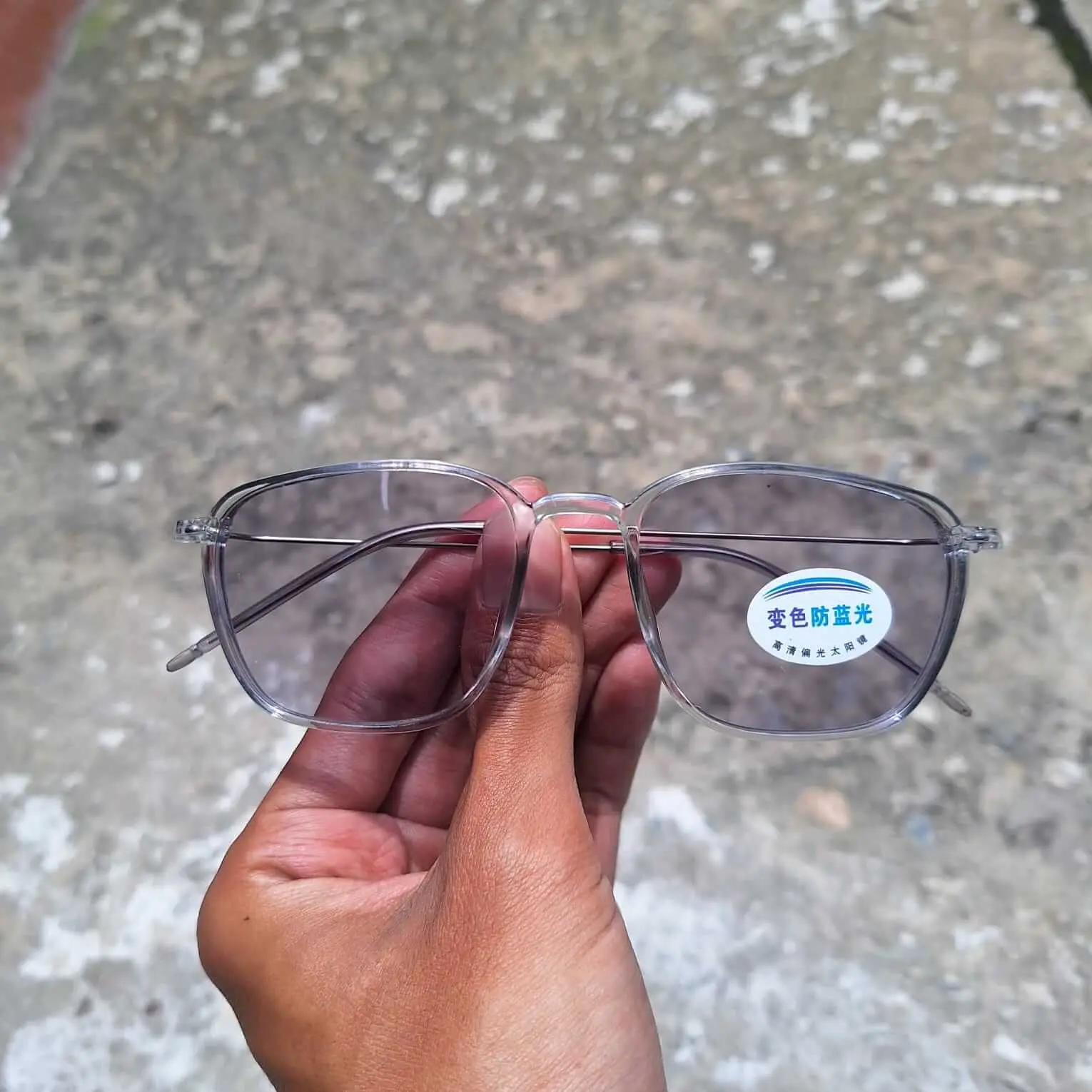 Kacamata photocromic 2 In 1 anti radiasi kotak grey bening wanita bingkai elastis PC-02